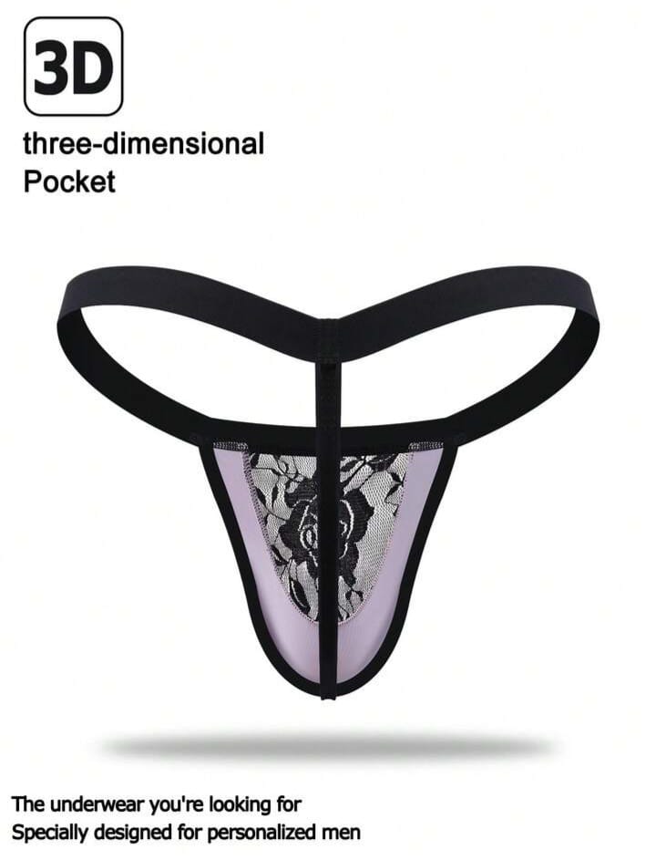 Sensual Black Lace Breathable Sexy Men Thongs